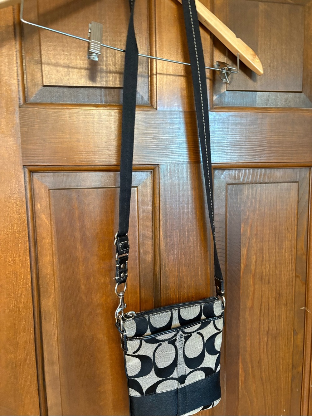 Coach Black and Cream Signature Canvas Crossbody